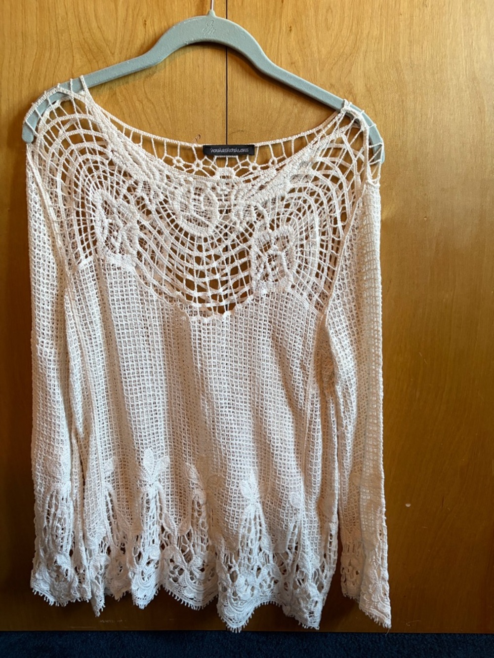 Crochet Lace Boatneck Top - Cream